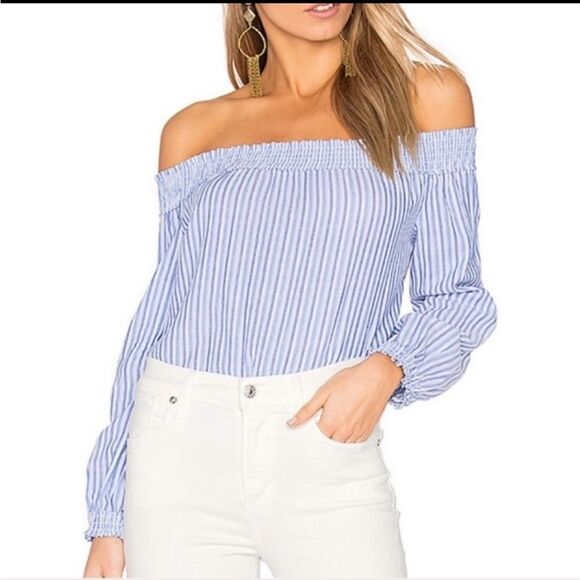 Rag & Bone Stripe Off the Shoulder Drew Top Size XS NWT - Picture 1 of 6